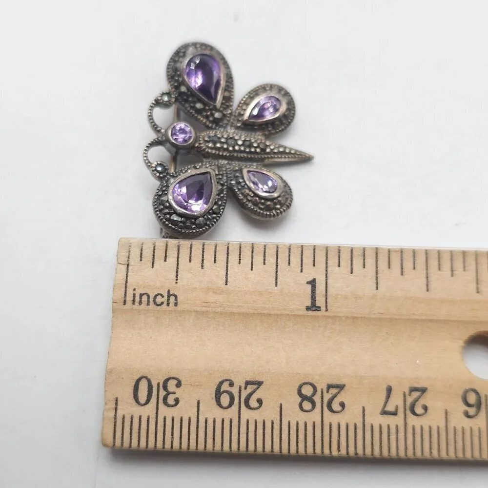 Vintage Amethyst Butterfly Brooch Marcasite By 21st And Stone